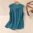 thumbnail image 6 of ClodeEU Women's Embroidered Linen Blend Sleeveless Crewneck Tank Top ,Loose Fit Casual Blouse Blue,Womens Plus S, 6 of 7