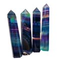 thumbnail image 6 of Natural Fluorite Self Standing Healing Crystal Point Wand Faceted Prism Wand Carved Reiki Stone Figurine, 6 of 6
