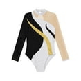 thumbnail image 3 of YEAHDOR Kids Girls Ballet Leotard Long Sleeve Rhinestones Figure Skating Performance Bodysuit Dancewear Black&Gold 4, 3 of 5