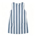 thumbnail image 6 of Dolkfu Blue Womens Summer Dresses Crew Neck Sleeveless French Style Mini A-Line Dresses Refined Patchwork Relaxed Fit Striped Dresses Blue,Xs, 6 of 6