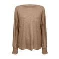 thumbnail image 6 of miqiqism Simple Soft Sweatshirts for Women Comfy Crew Neck Long Sleeve Sweatshirt Juniors Casual Basic Pullover Sweater Tops Fashion Solid Loose Tunic Pullover Top,Khaki,Small, 6 of 6