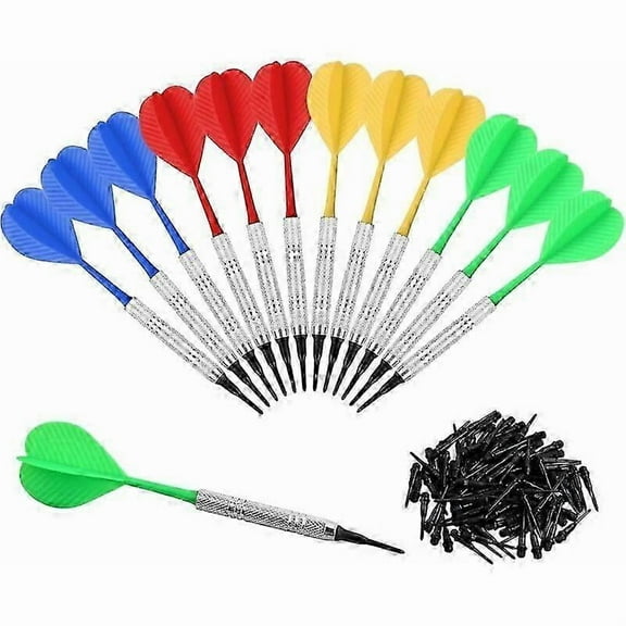 14g Plastic Tip Dart, 12 Darts with 100 Tips for Electronic Dartboard, Professional Plastic Tip Dart, Soft Tip Dart Set for Home