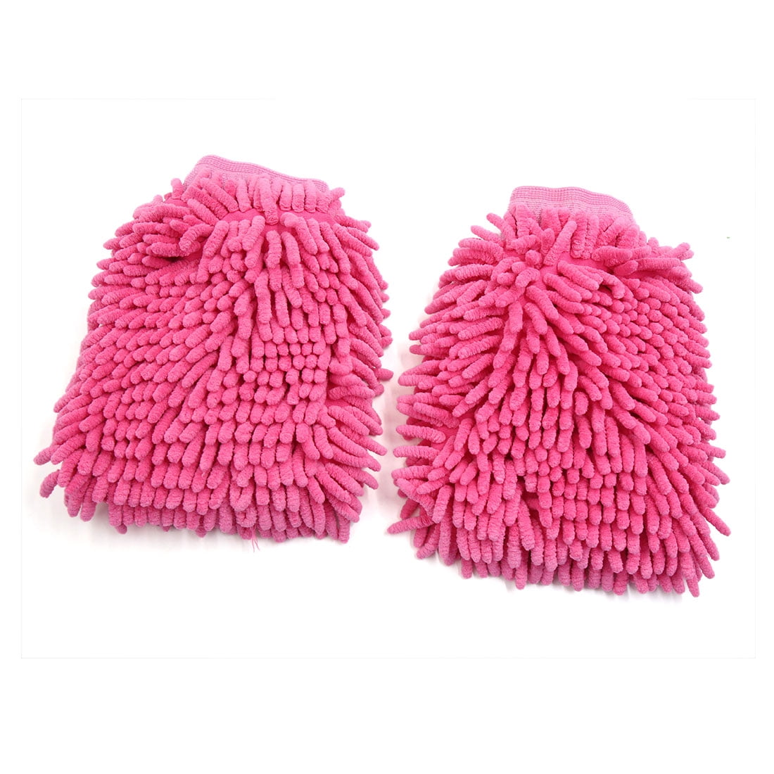2 Pcs Pink Chenille Brush Washing Glove Dusting Cleaning Tool Sleeve