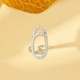 thumbnail image 6 of Womens Open Nail Rings, Geometric Diamond-Embedded Copper Rings, Electroplated Round and Oval Shaped Rings for Women, 6 of 6