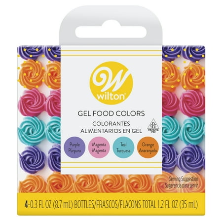 Wilton Neon Food Coloring Gel for Icing, Frosting, & Baking Purple, Magenta, Teal, & Orange 4-Count Set
