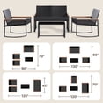 thumbnail image 3 of 4-Piece All-Weather steel Patio Conversation Set - Thick Cushioned Outdoor Sofa with Tempered Glass Coffee Table, Waterproof Backyard/Porch/Balcony/Poolside Furniture Dark Grey, 3 of 10