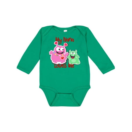 

Inktastic My Nana Loves Me Monster Gift Baby Boy or Baby Girl Long Sleeve Bodysuit