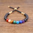 thumbnail image 4 of COAI Tree of Life 7 Chakra Matte Onyx Stone Beaded Bolo Bracelet, 4 of 6