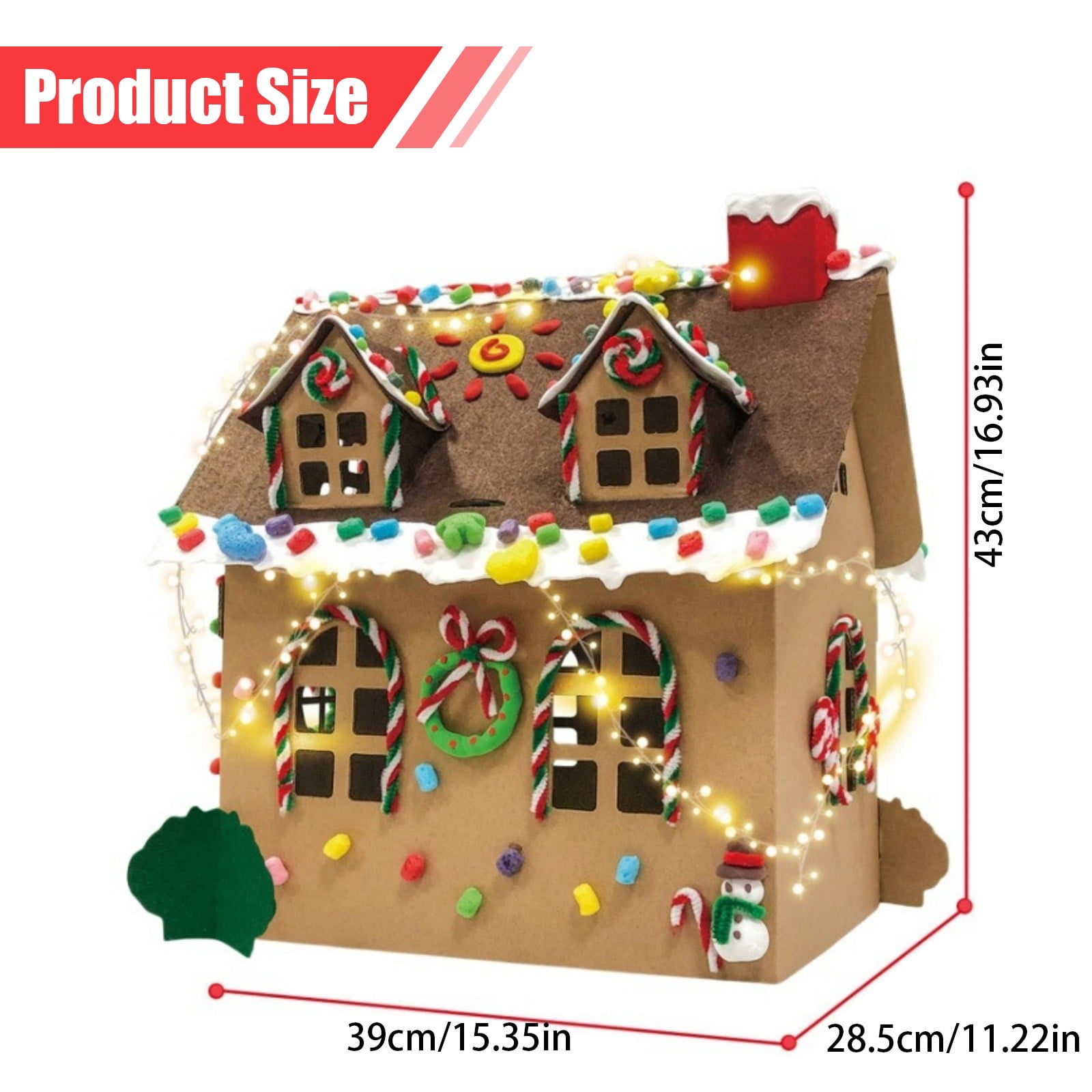 LGHDIWN DIY Wooden Christmas Gingerbread House Kit to Build with Paint Paintbrushes and Gingerbread Man Stickers 3D Christmas Tree Ornaments for Fun Craft Activity Creative DIY Art Project