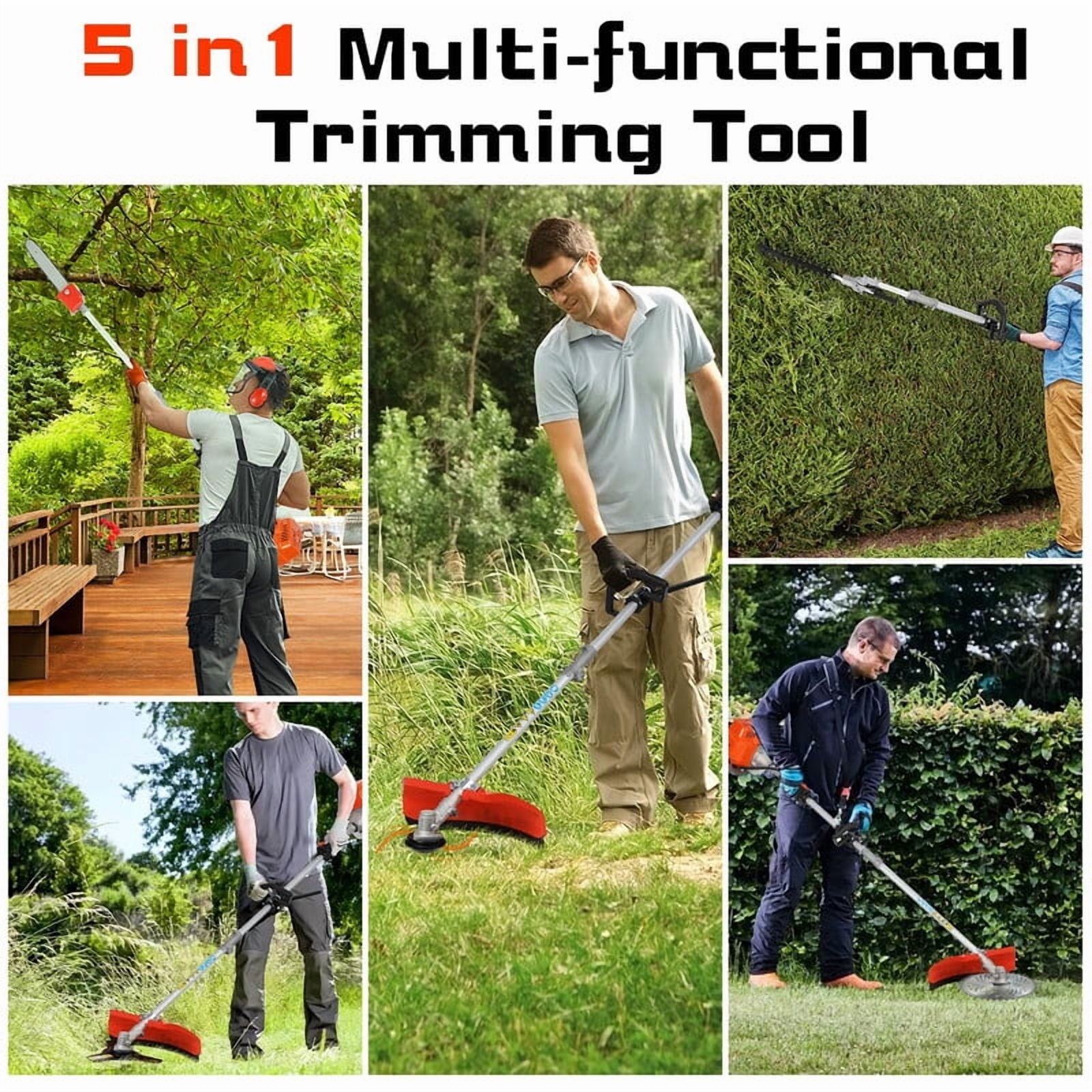 52CC 2-Cycle Gas Weed Wacker, 5 in 1 String Trimmer, 2025 Upgraded Weed Eater Gas Powered, 9500rpm High Power Gas Weed Eater, Brush Cutter