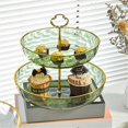 thumbnail image 5 of 2025 Snack Plate Double Layer High Capacity with Handle Light Luxury Simple Round Household Fruit Plate Tray Home Supplies--Golden, 5 of 5