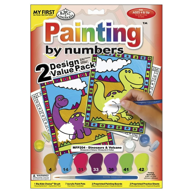 Royal & Langnickel(R) My First Paint By Number Kit 2/Pkg-Dinosaurs & Volcano - MFPN2-04