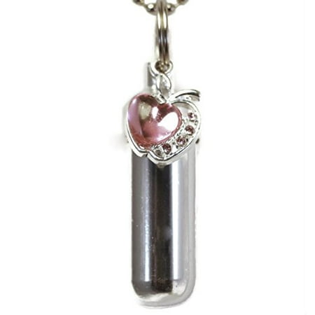 Crystal Apple-of-my-Heart Cremation Urn Keepsake/Keychain with Velvet Pouch & Fill Kit