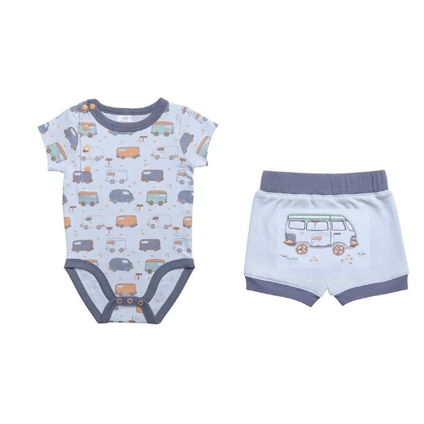 New Boy S Blue 2 Piece Cotton Bodysuit Bloomer Set 0 6 Months On The Road Again Walmart Com