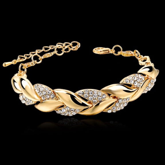 Mother's Day Sale- Gold Bracelet with Luxury Ladies Fashion Jewelry Leaf Hand Pendant Diamond Gift Bracelets