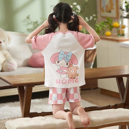 

Sanrioed Printed Children Short Sleeved Shorts Pajama Set Anime My Melody Cinnamoroll Hellokittys Kawaii Home Clothing Girl Gift