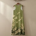 thumbnail image 5 of Xoenoiee Olive Green Dragonfly Floral Print Women's Plus Size Cotton Linen Maxi Dresses, Summer Casual Sleeveless Tank Dress Crewneck Loose Fit Long Sundress with Pockets for Women, L, 5 of 7