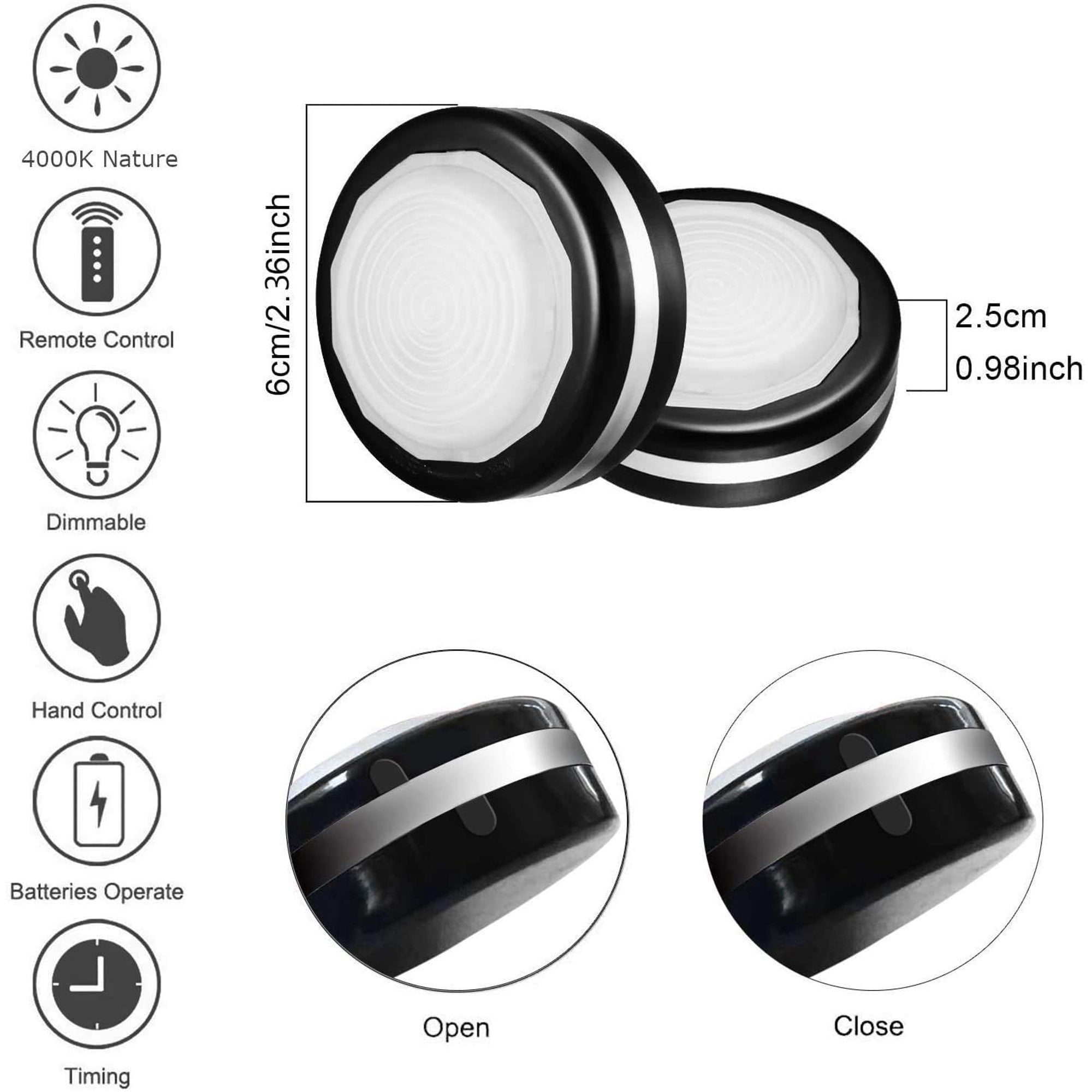 SHELLTON LED Puck Lights Battery Operated Under Cabinet Lighting, 16 Color Changing Puck Lights with Remote Control & Timing, Dimmable LED Closet Lights for Kitchen Cabinet and Closet (6 Packs)