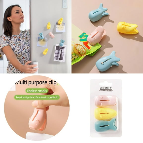 2025 Chips 3pc Clip Magnetic Bag Clip Attraction Food Clip Milk Powder Snack Clip Sealer Kitchen Food Clip Potato Chips Milk Clip Clearance