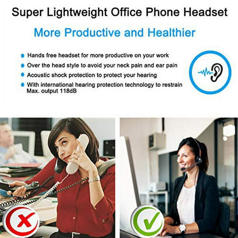 Office Phone Headset[Call Center], TelPal Hands-Free Noise Cancelling  Corded Headset for Telephone Counseling Services,Banks,Enterprise (Color:  VH530D)