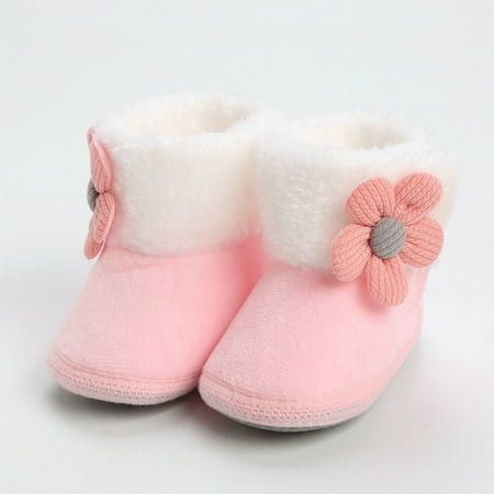 

1 Pair Keep Warm Winter Plus Thick Plush Wearable First Walkers Children s Cotton Shoes Fawn Baby Toddler Shoes PINK 6-9M
