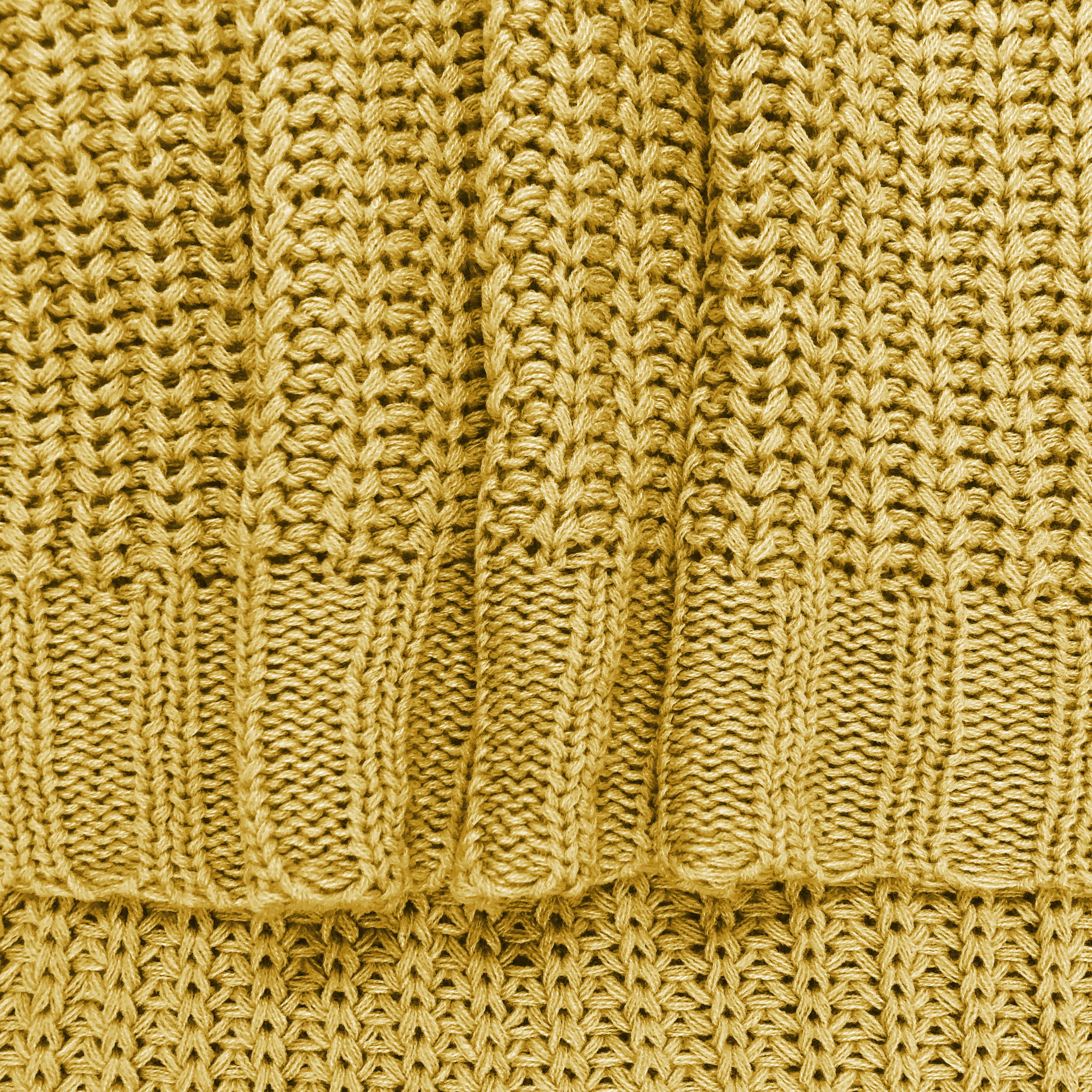 Cable Knit Throw Stripe Dark Yellow 50x60