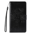 thumbnail image 2 of Wallet Case for iPhone 14 Pro Max 6.7" 2022, Allytech Embossed Tree&Cat PU Leather and TPU Bumper Anti-Shock Drop Proof Hand Strap Case for iPhone 14 Pro Max 5G, Black, 2 of 6