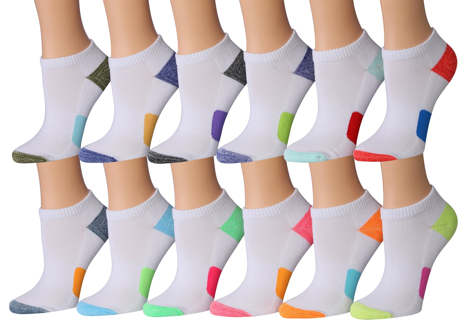 Colorfut By Tipi Toe Women's 12-Pairs Low Cut Athletic Sport Peformance ...