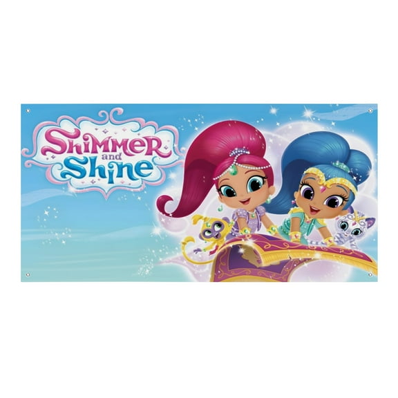 Shimmer and Shine-Theme Backdrops Banner Birthday Party Decor Supplies Personalized Party Backdrop Decoration,5x3ft（150x90cm）