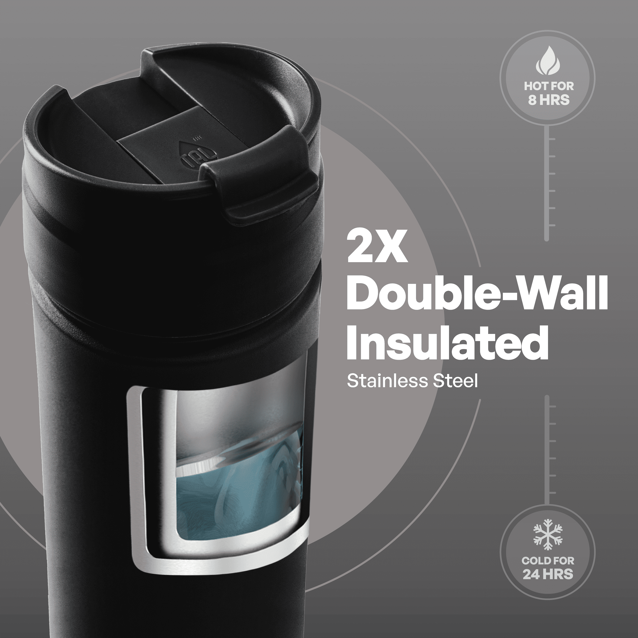 (4 pack) TAL 18oz Stainless Steel Ranger Coffee Travel Mug, Black