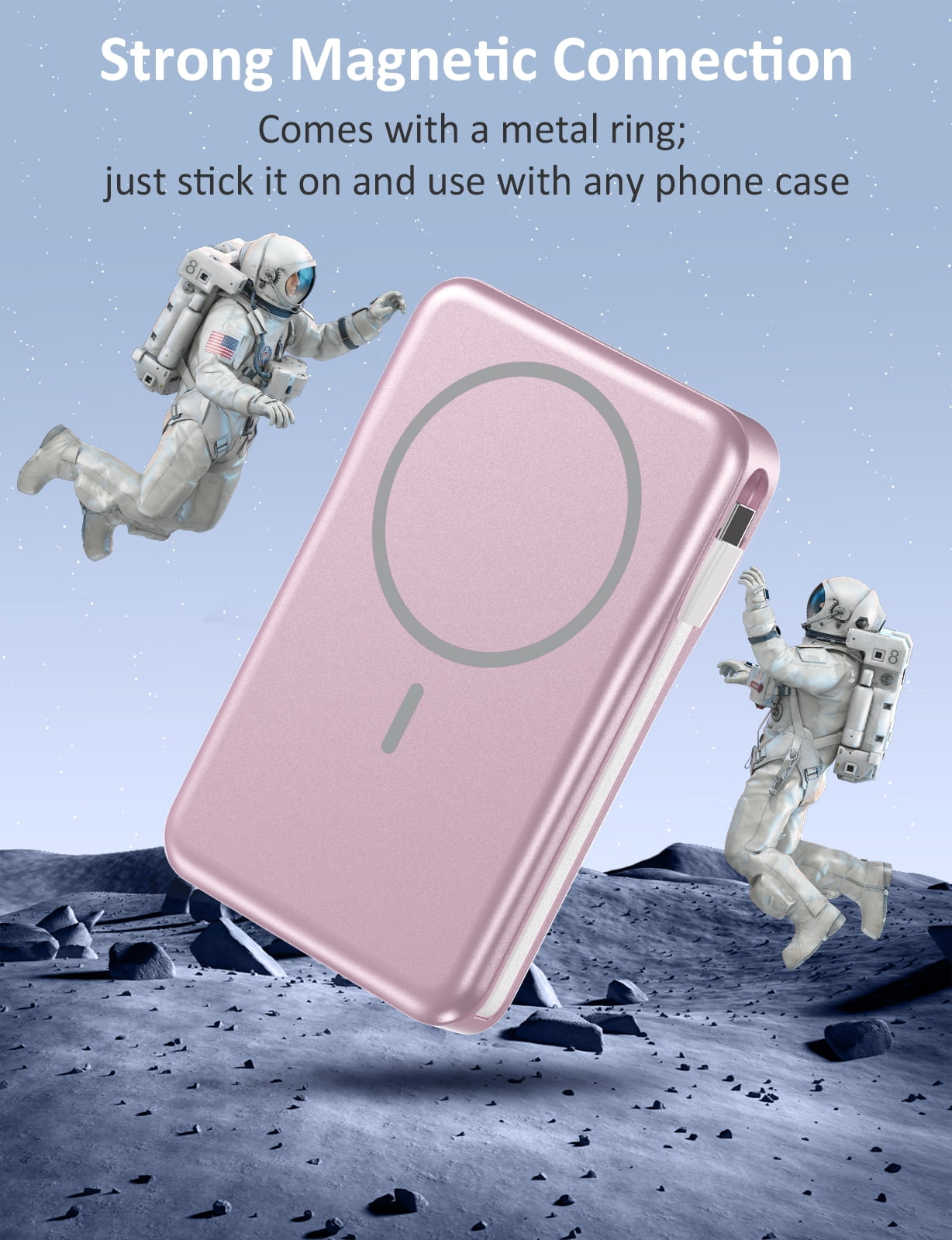 Magnetic Portable Charger, 10000mAh Power Bank, 5 in 1 Portable Charger with Built in Cable, 20W Fast Charging for Battery Pack Compatible with iPhone 17/16/15/14/13 , Samsung Series