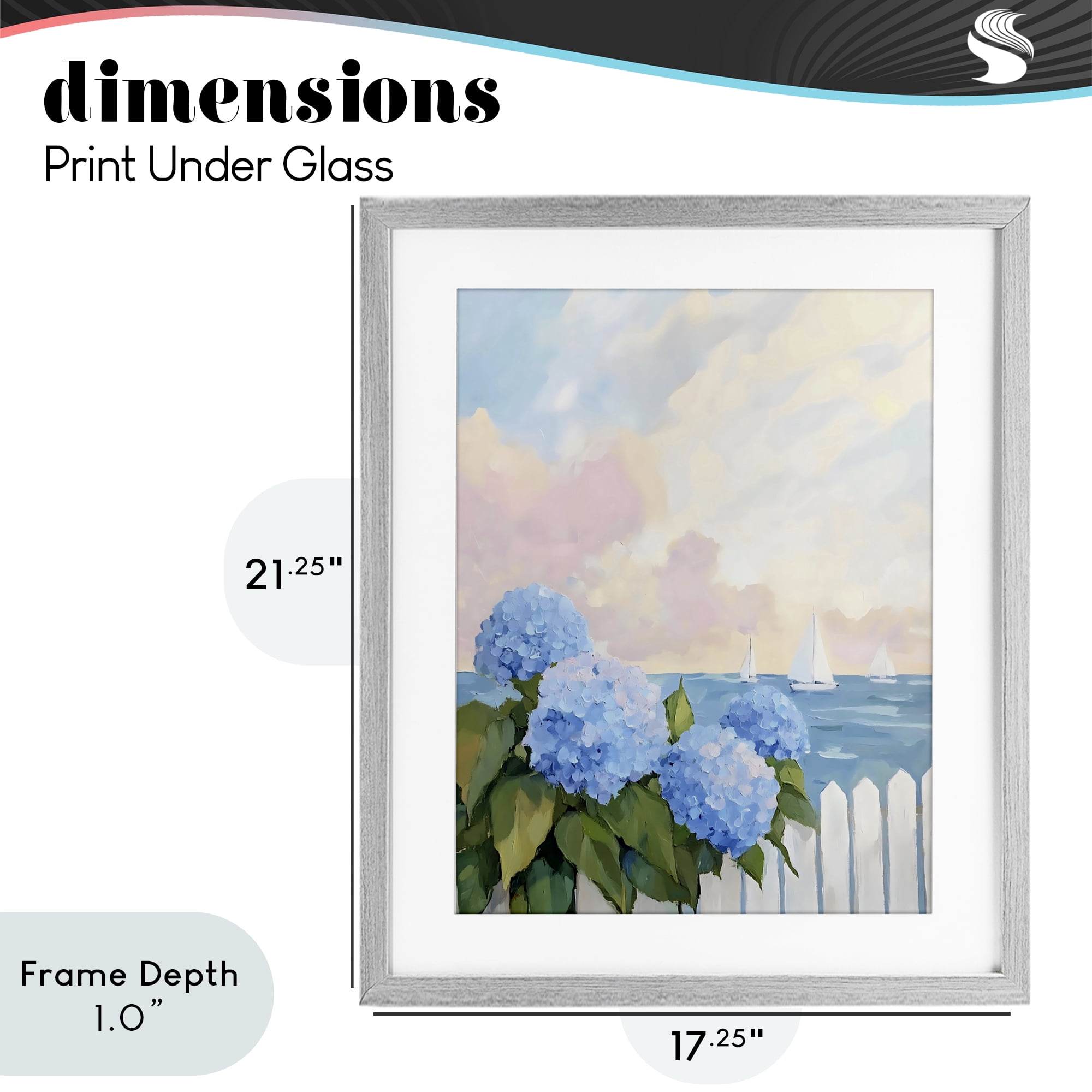 Stupell Industries Hydrangeas By The Sea Gray Framed Print Under Glass, design by Creative Studio