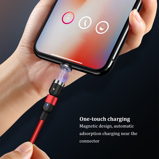 USB Charging Cable 540-Degree Magnetic Chargers Operation Flexible Lightweight Portable Type-C Data Wire Charger Line for Smart Bracelets Red 1m