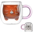 thumbnail image 3 of ZHAOCHENG Bonita taza de café con forma de gato, taza de té de vidrio de doble pared con forma de animal, regalo de San Valentín, Pascua, para esposa y madre, 3 of 5