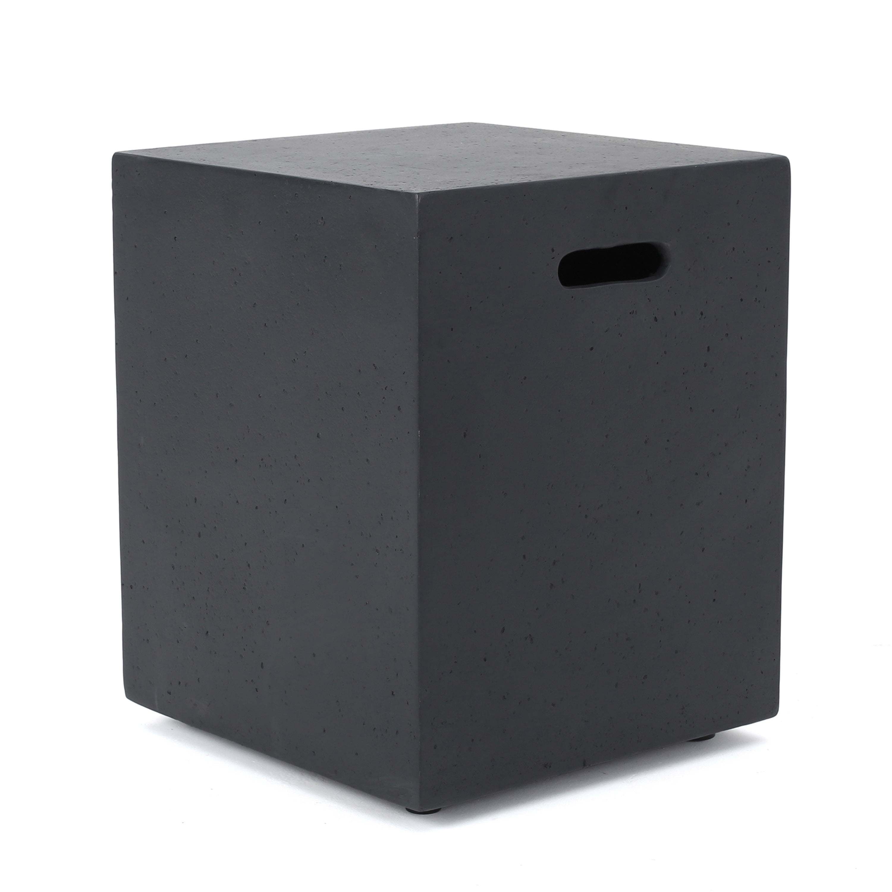 Lightweight Concrete Tank Holder Side Table, 16.25" Modern Propane Tank Cover, Multi-Functional Hidden Storage for Outdoor Patio Barbecue Grill