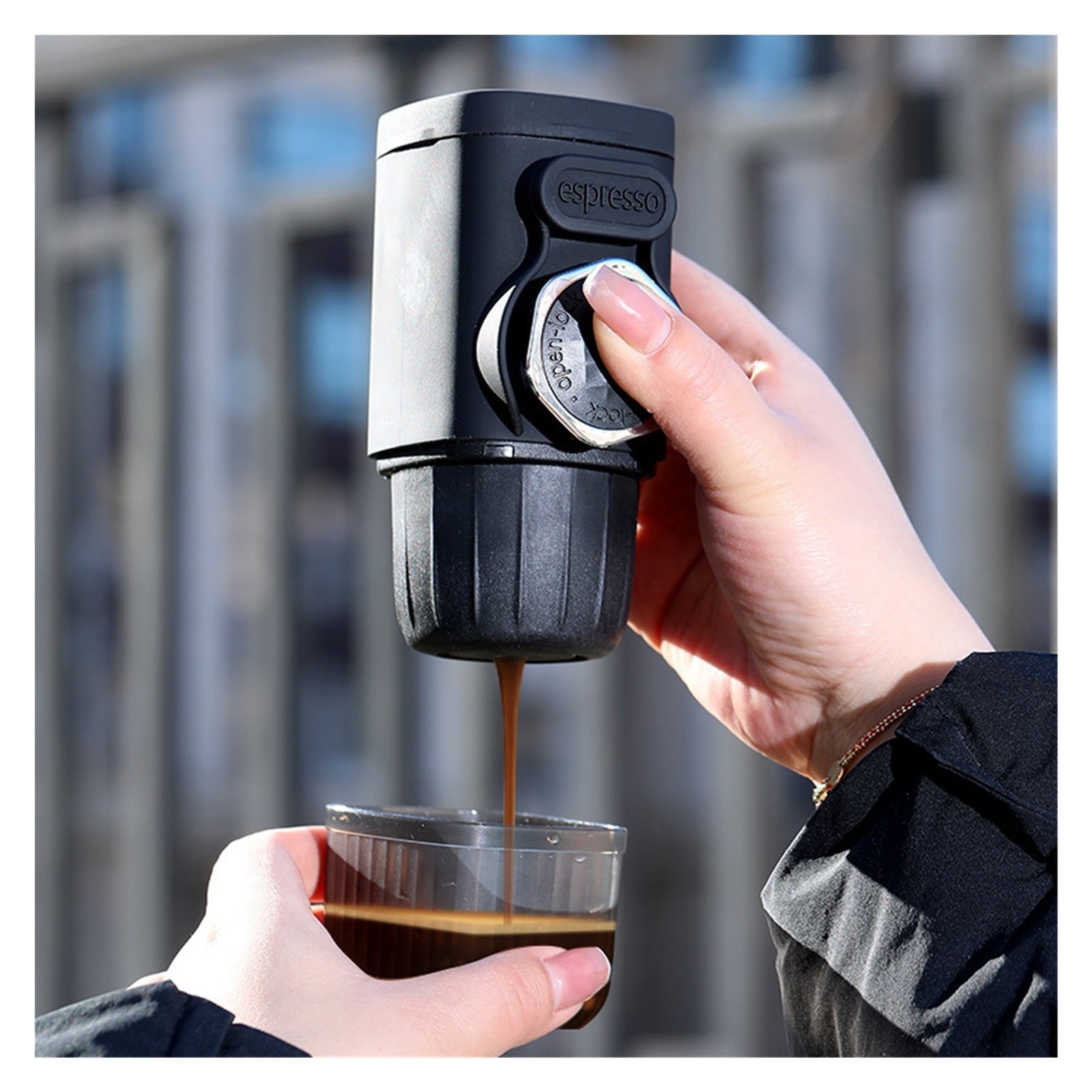Portable Hand Pressure Coffee Machine Capsule Coffee Powder Household Travel Outdoor Small Espresso Machine