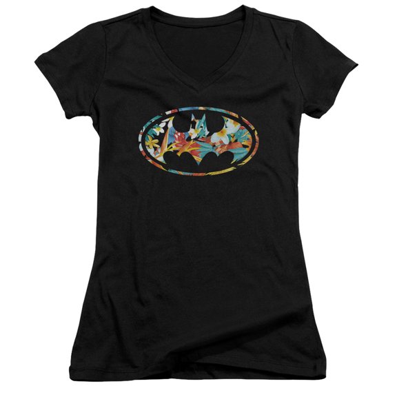 Batman Hawaiian Bat Junior Women's T-Shirt V-Neck Black