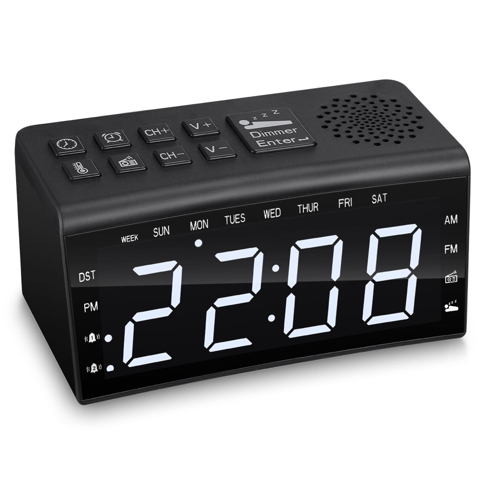 Digital Alarm Clock with FM Radio, USB Port for Charging, 6.5inch LED