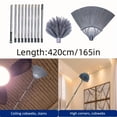 thumbnail image 4 of Extendable Double Head Spider Web Broom, 16.32 Inch Wide Brush Head Long Handle Duster for High Ceiling Home Garden Mall Dust Cleaning, 4 of 10