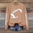 thumbnail image 2 of GILIGEGE Warm Fall Winter Football Themed Womens Sweatshirt,Front Heart Football Pattern & Back Retro Ball Print Crew Neck Pullover,Soft Breathable Oversized Long Sleeve Game Day Clothing Khaki 3XL, 2 of 7
