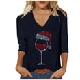 thumbnail image 2 of Blmnix Blouses for Women Crew Neck 3/4 Sleeve Christmas Ladies Blouses Dressy Tops, 2 of 5