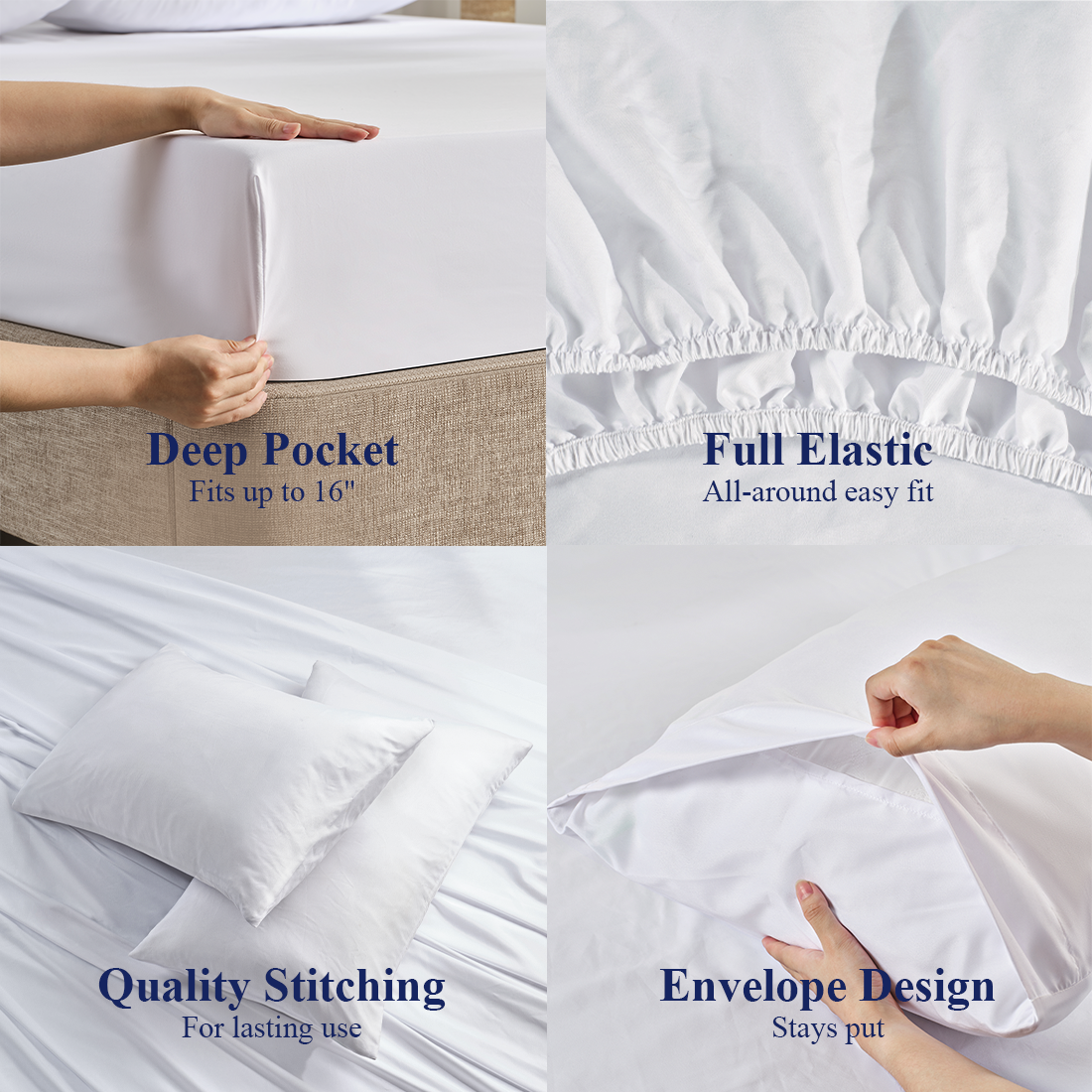 Z-HOM 4-Piece Queen Cooling Sheet Set, White photo 7