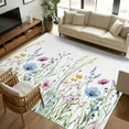 thumbnail image 3 of Pink Blue Floral Area Rugs 5x7 for Living Room, Farmhouse Garden Flowers Botanical Non Slip Washable Rug Runner, Low Pile Indoor Floor Carpet Mat Bathroom Rugs for Bedroom, Kids Room, 3 of 9