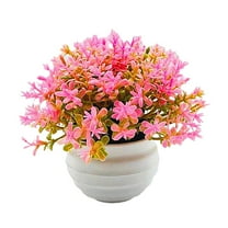 Aonity Simulation Potted Plant Fake Flower Pot Pink, Artificial Potted Plants Plastic Greenery in Pots Small Faux Topiary Shrubs for Centerpiece Desk Room House Decor Decoration