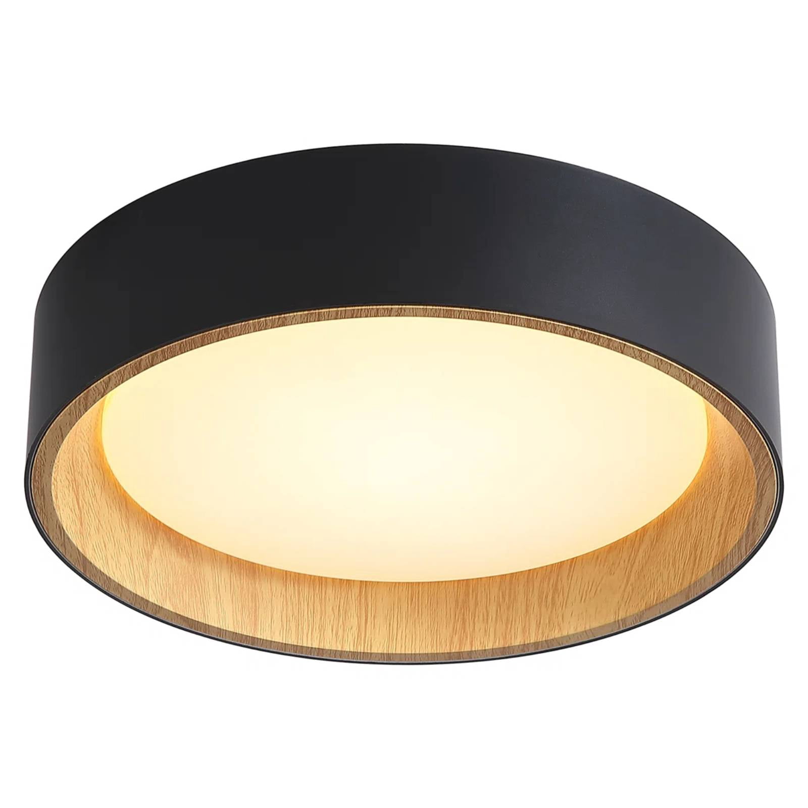 Modern Wood Grain LED Flush Mount Ceiling Light, Dimmable 3CCT 3000K-5000K, 25W 1000LM