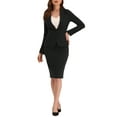 thumbnail image 2 of MODA NOVA Juniors 2 Piece Suit Skirt Set Business Long Sleeve Blazer and Pencil Skirt Outfit Black XL, 2 of 5