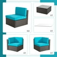 thumbnail image 5 of Patio Furniture Set, Walsunny 7 Piece All Weather Outdoor Sectional Sofa, Wicker Patio Conversation Set with Cushions and Tempered Glass Table for Backyard Porch, Blue, 5 of 7