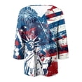 thumbnail image 4 of vigerkar 4th of July Outfits for Women American Flag Stars and Stripes Print V Neck 3/4 Sleeve T Shirts Ladies Patriotic Tops (Blue, L), 4 of 6