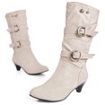 thumbnail image 5 of Botas a media pantorrilla a la moda para mujer, botas con hebilla, tacón grueso, informales, punta redonda, WSH3476, novedad de 2024, 5 of 5