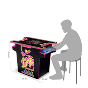 Arcade1Up Ms.PAC-MAN Head-to-Head Arcade Machine – طاولة أركيد منزلية قديمة مع 12 لعبة كلاسيكية وسطح تحكم مضيء وعصا تحكم ذات ملمس حقيقي